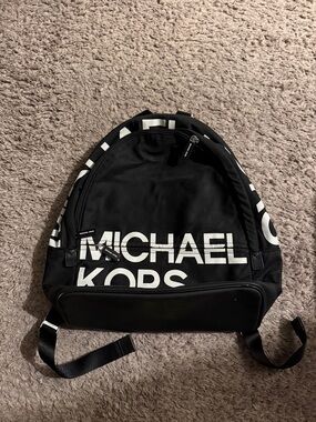 Michael Kors Black and White Logo Backpack